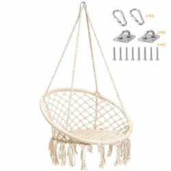 Hanging Macrame Swing Hammock Chair with Hardware