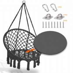 Hanging Macrame Hammock Swing Chair with Cushion and Hardware